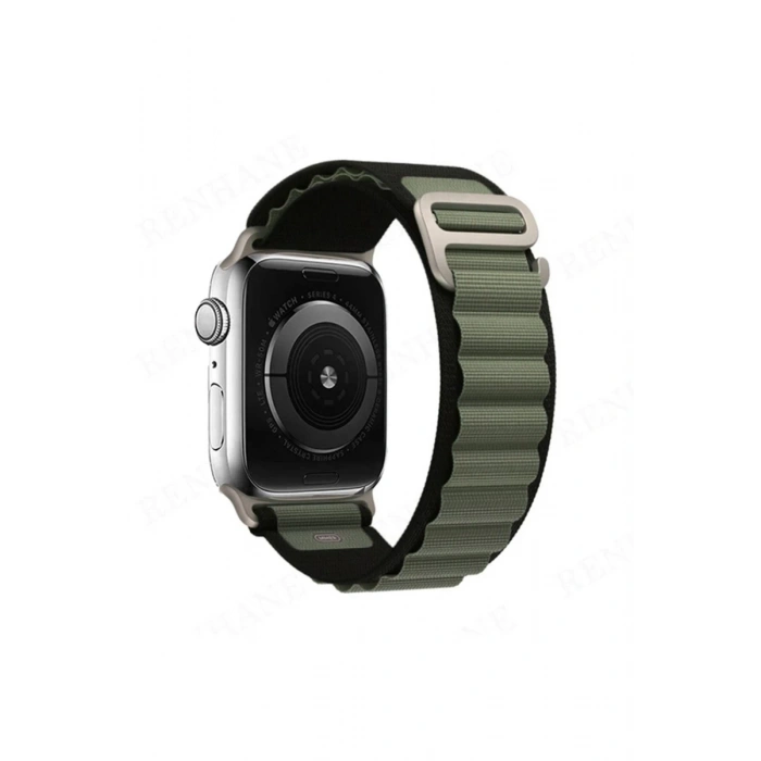 Apple Watch 42mm Uyumlu Mountain Kordon - Siyah-Yeşil