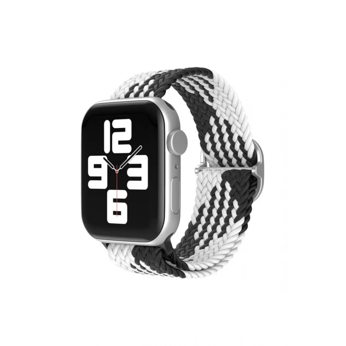 Apple Watch 42mm Uyumlu Star Kordon - Siyah-Beyaz