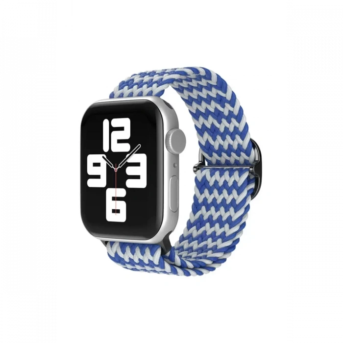 Apple Watch 42mm Uyumlu Star Kordon - Zigzag Beyaz-Mavi