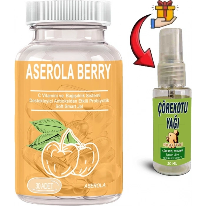 Aserola Ekstratlı Probiyotikdetox 30LU Soft Jel Kapsüller + Çörek Otu Masaj Yağı