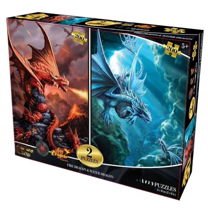 Ateş Ejderhası ve Su Ejderhası İkili Puzzle 200 Parça