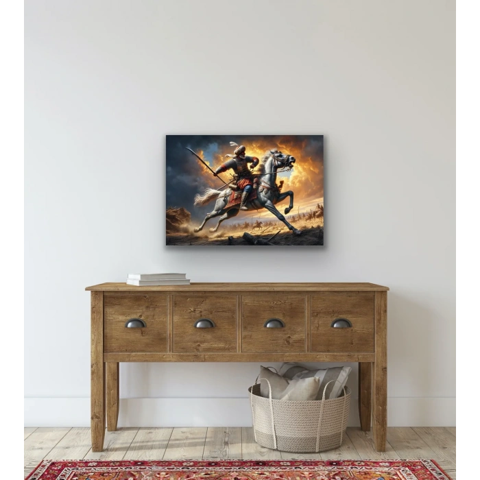 Atlı Osmanlı Askeri Kanvas Tablo 70x100cm