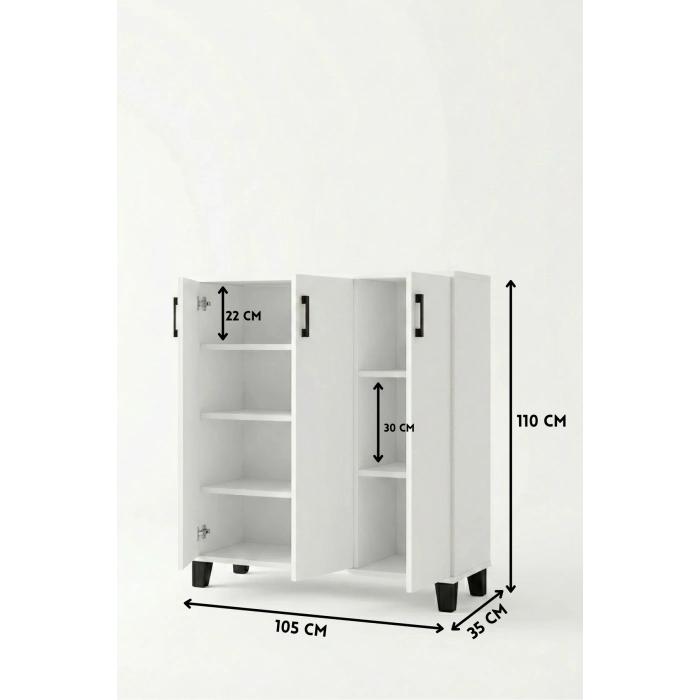 Ayakkabılık Dolabı Beyaz 105 cm