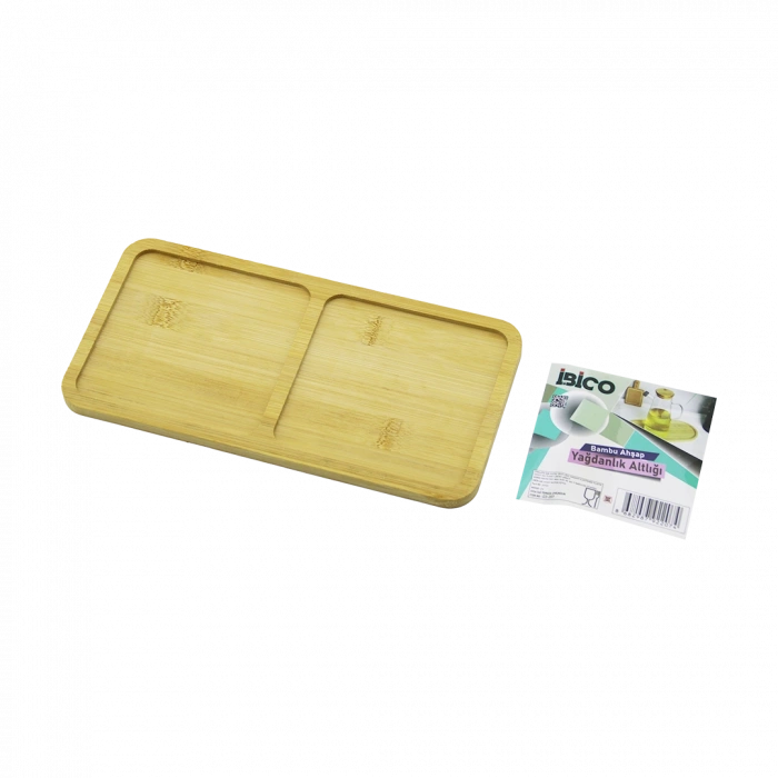 Bambu Ahşap 2 Bölmeli Dikdörtgen Mini Tepsi - 12x23.4 cm