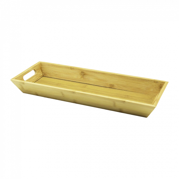 Bambu Ahşap Sunum Tepsisi 16x40x4 cm Çift Kulplu