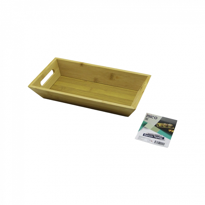 Bambu Dikdörtgen Sunum Tepsisi 16x30x4.5 cm (Çift Kulplu)