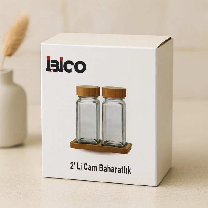 Bambu Kapaklı Cam Baharatlık