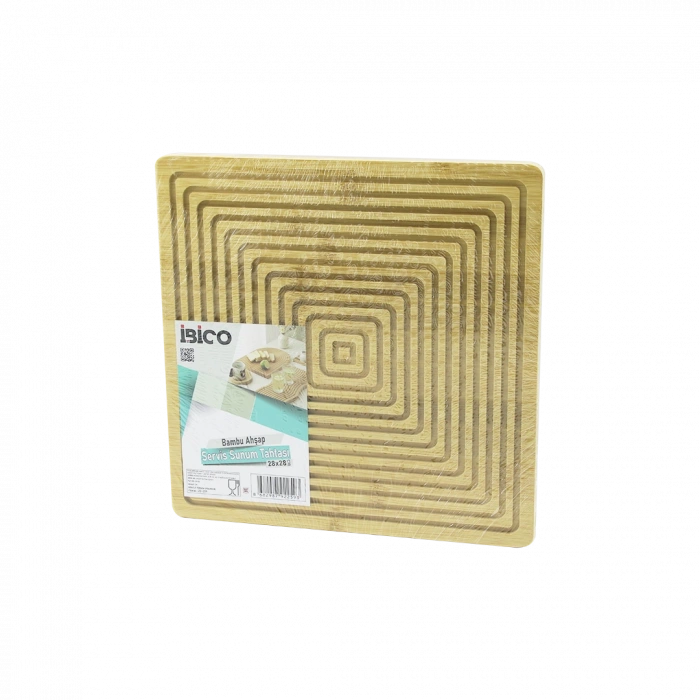 Bambu Servis ve Sunum Tahtası 28x28 cm (Çift Taraflı)