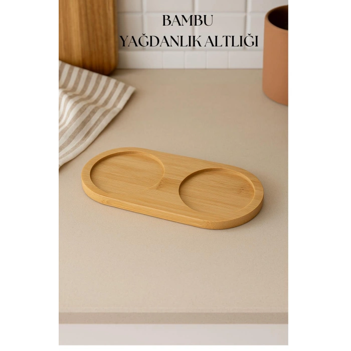 Bambu Yağdanlık Altlığı Çift Yuvalı 9x19 Cm