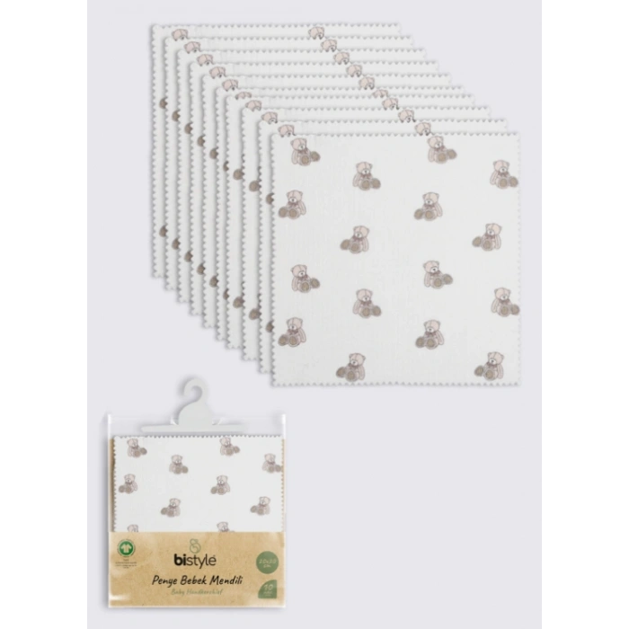 Bear 20x20 10Lu Penye Mendil 90162 Ekru