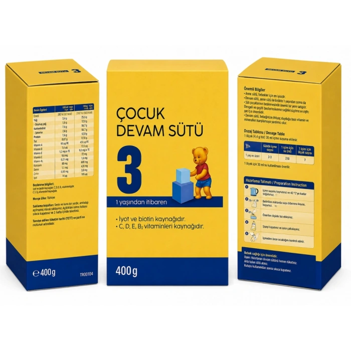 Bebek Devam Sütü 3 400 Gr adet fiyatıdır