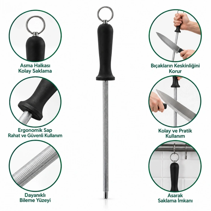 Bıçak Bileme Taşı 30 cm Metal Askılı