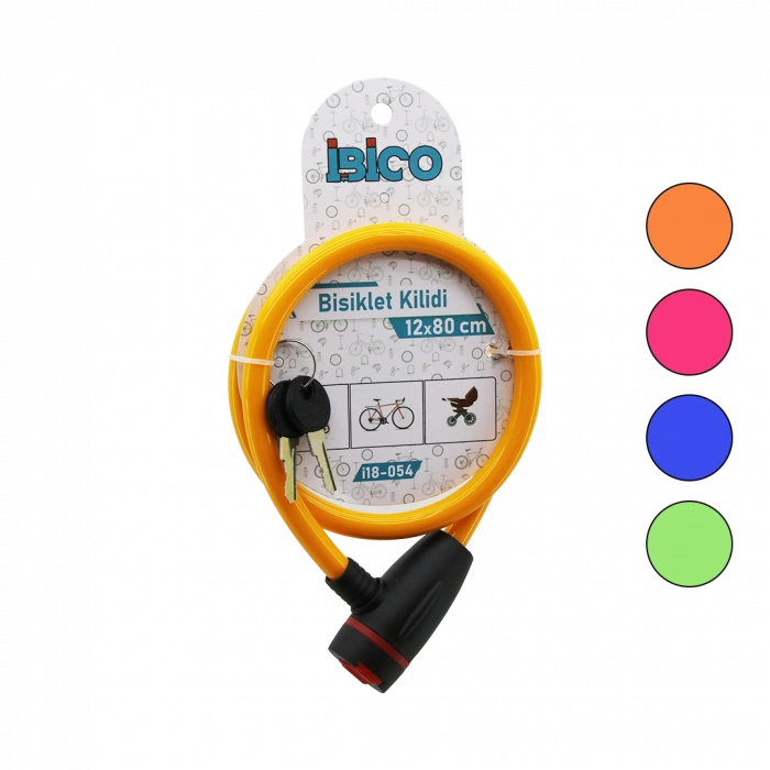 Bisiklet Kilidi Çelik Tel 12 mm x 80 cm Anahtarlı