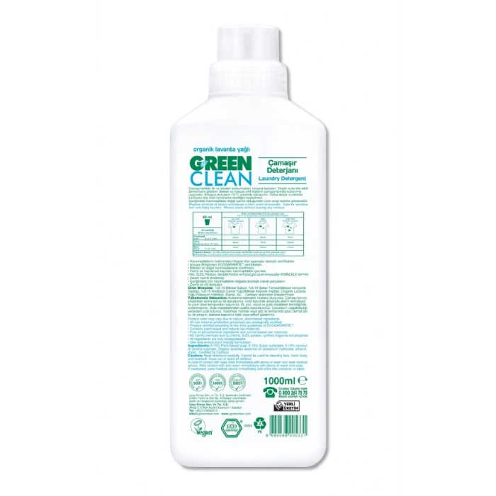 Bitkisel Çamaşır Deterjanı 1000 ml (20 Yıkama)
