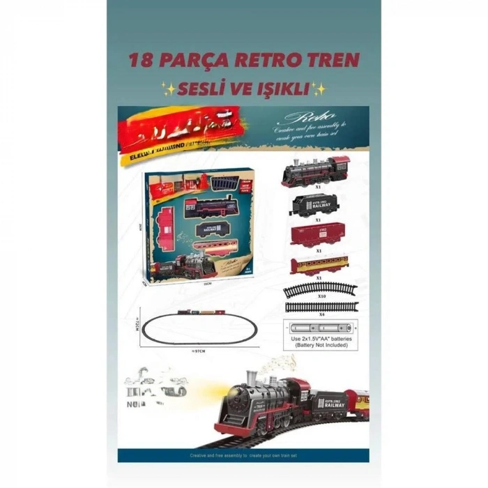BJ2308A 18 PARÇA SESLİ IŞIKLI RETRO TREN