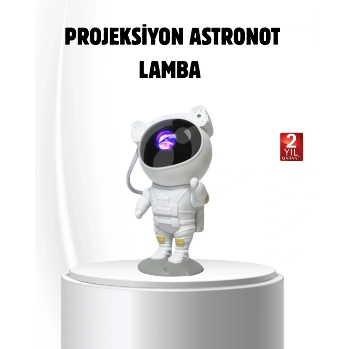 Bluetooth Müzikli Astronot Projeksiyon Lambası Yıldız Ve Ay Efektli