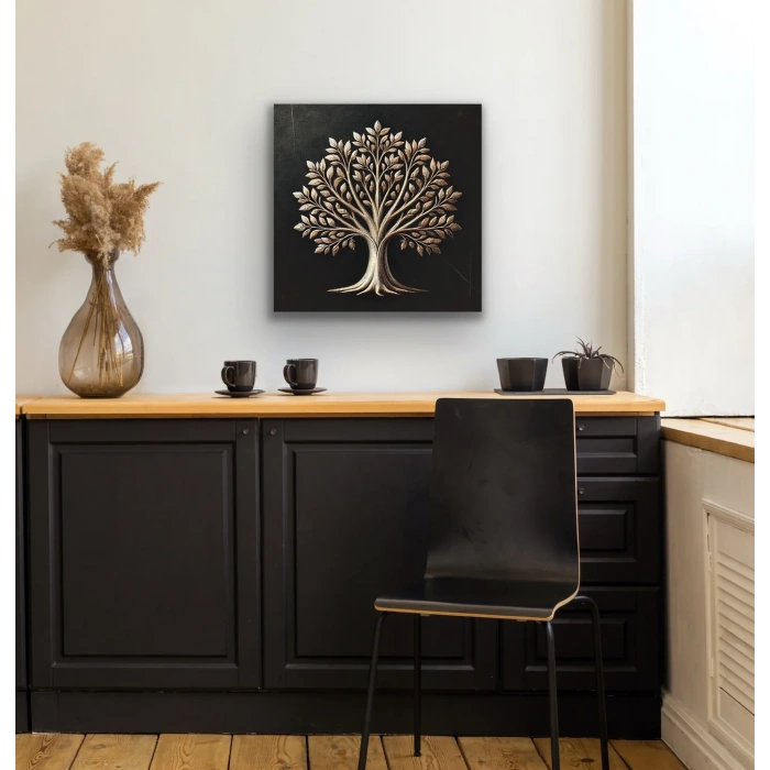 Bronz Ağaç Kanvas Tablo 60x60cm