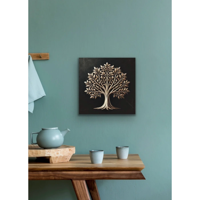 Bronz Ağaç Kanvas Tablo 60x60cm