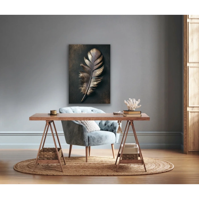 Bronz Tüy Kanvas Tablo 70x100cm