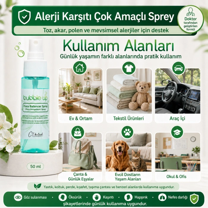 Bubble Up Okul ve Ev İçin Ortam ve Tekstil Spreyi 50 ml
