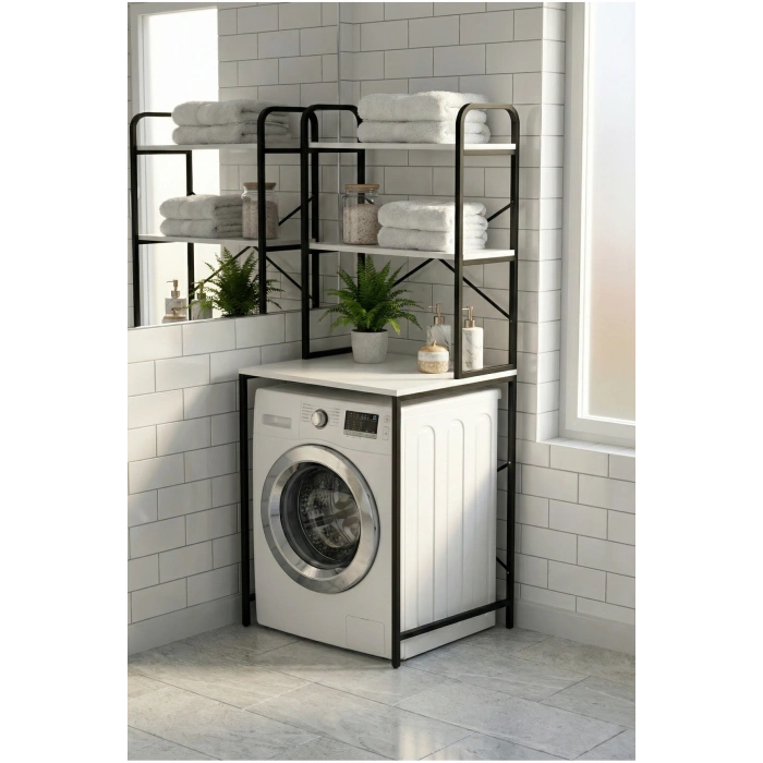Çamaşır Makinesi Üstü Raf Siyah 70 cm