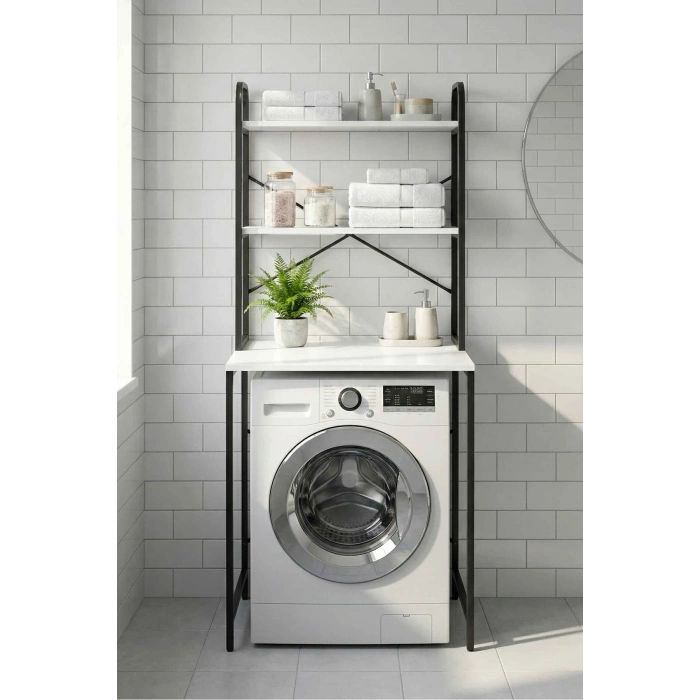 Çamaşır Makinesi Üstü Raf Siyah 70 cm