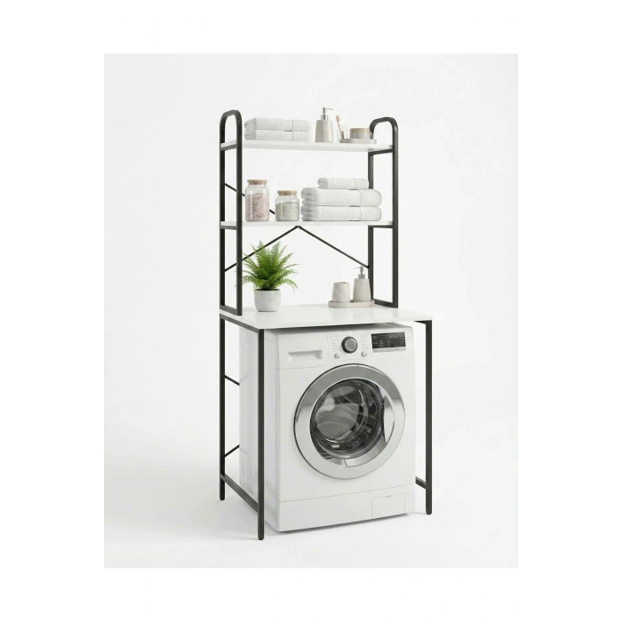 Çamaşır Makinesi Üstü Raf Siyah 70 cm