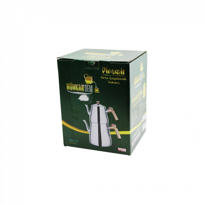 Çelik Çaydanlık Seti (1.1L Üst + 2L Alt) Kendinden Süzgeçli