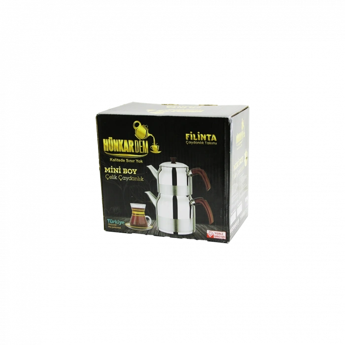 Çelik Mini Çaydanlık Seti - Çift Kapaklı 1L/1.5L Kendinden Süzgeçli