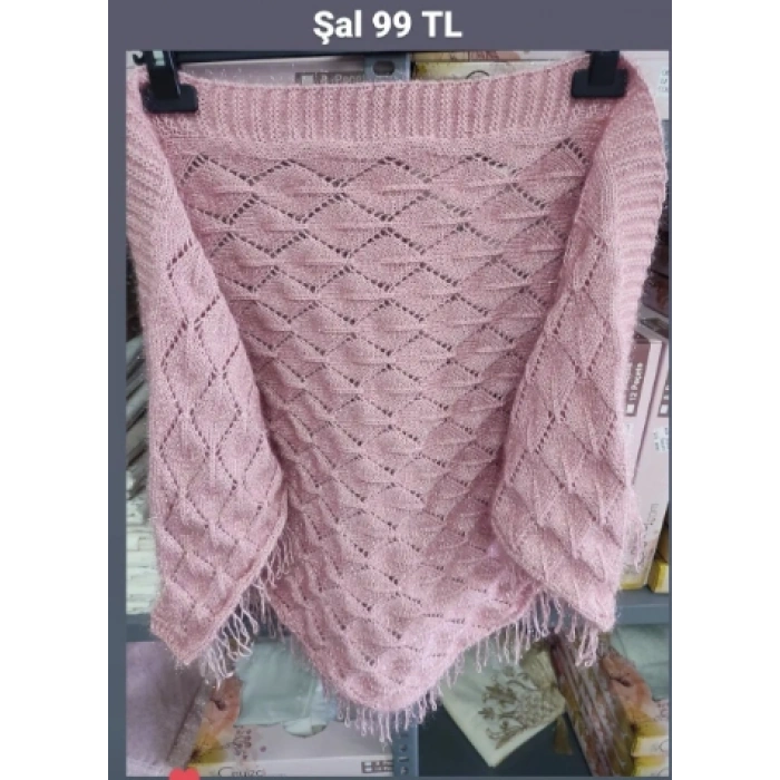 Çeyizlik Şal Pudra renk geniş desen