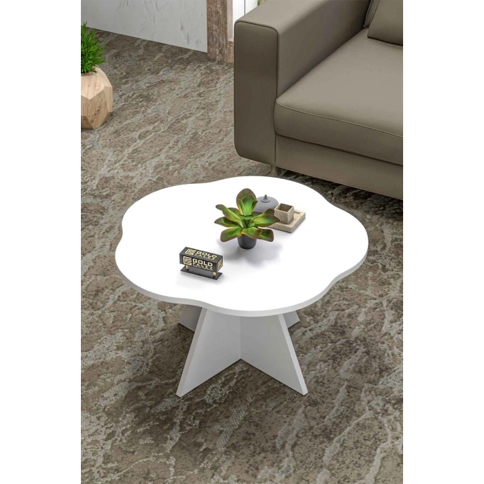 Çiçek Orta Sehpa Beyaz 70 cm