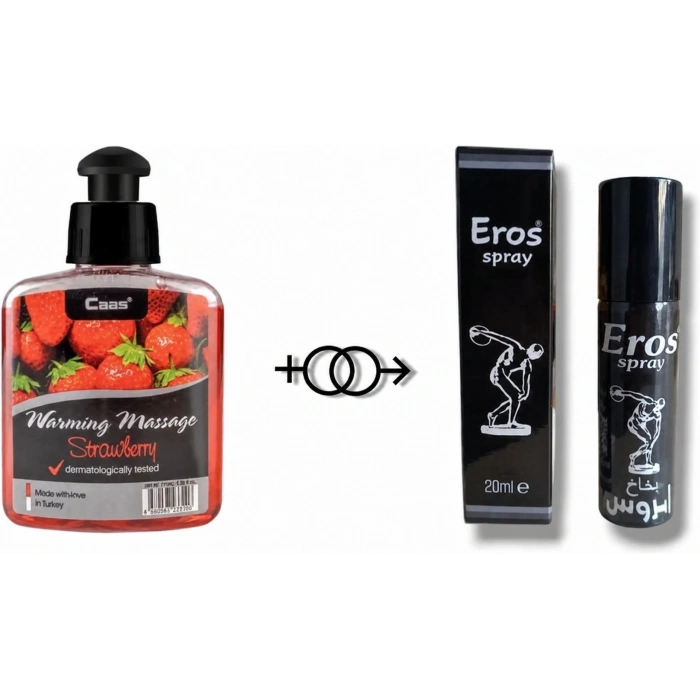 Çilek Aromalı Cinsel Masaj Yağı 100 ml + Eros G.ctrci Sprey 20 ml
