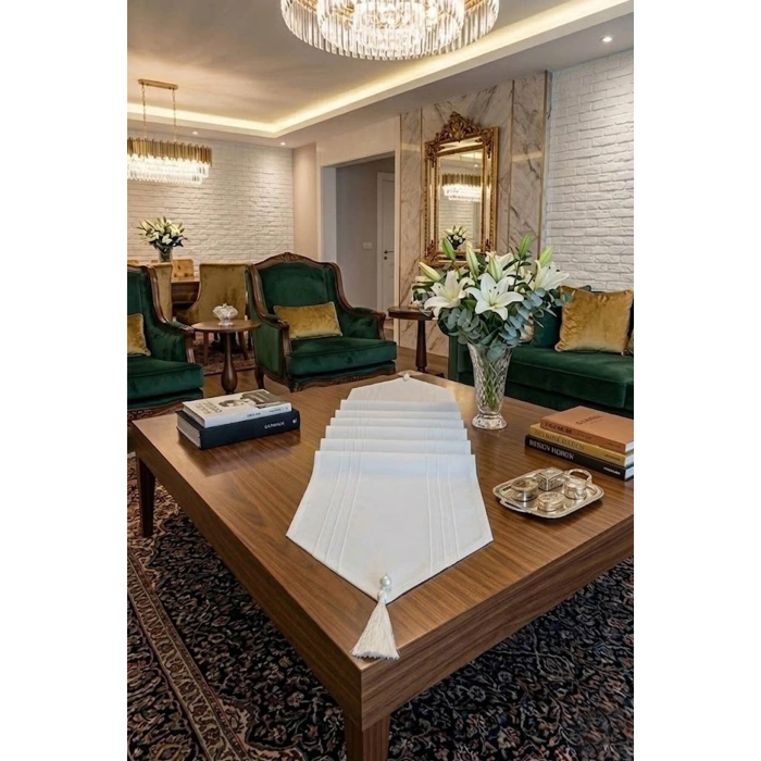 Çizgili Tek Runner, Colber Tek Runner 40x140cm Ekru