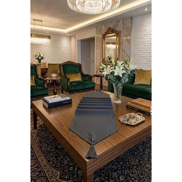Çizgili Tek Runner, Colber Tek Runner 40x140cm Füme