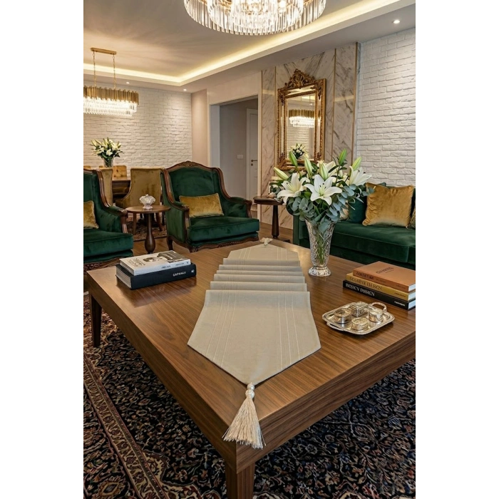 Çizgili Tek Runner, Colber Tek Runner 40x140cm Kahve