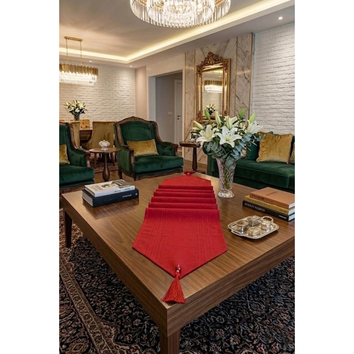 Çizgili Tek Runner, Colber Tek Runner 40x140cm Kırmızı