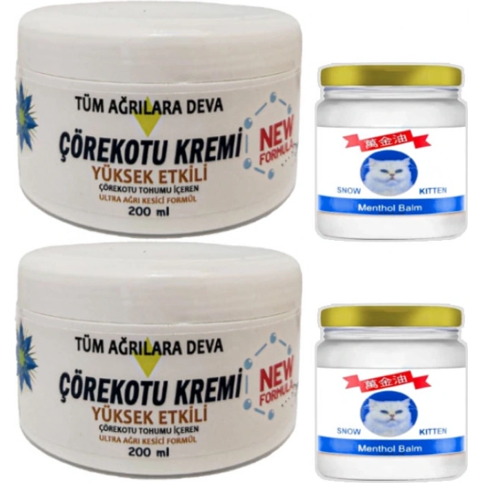 Çörek Otu Kremi White Box 2 Adet 200 ml + 2 Adet Snow Kitten 50 ml Menthol Balm / Seti
