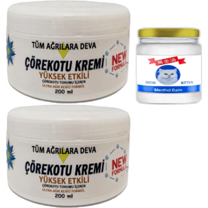 Çörek Otu Kremi White Box 2 Adet 200 ml + Snow Kitten 50 ml Menthol Balm / Seti