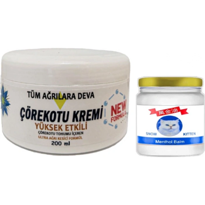 Çörek Otu Kremi  White Box 200 ml + Snow Kitten 50 ml Menthol Balm / Teskin Seti