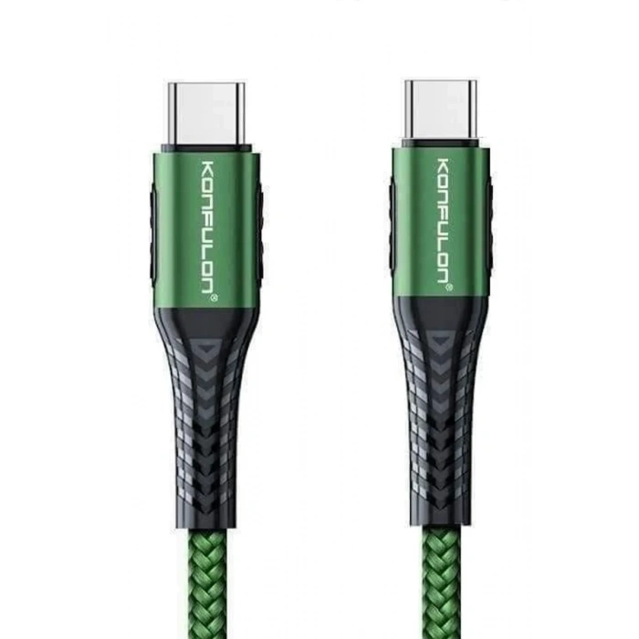 Konfulon DC43 Type-C to Type-C 1M Örgü 60W Hızlı Şarj Kablo - Yeşil