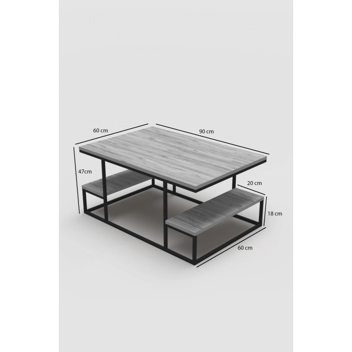 Delux Orta Sehpa Gold Beyaz 90x60 cm