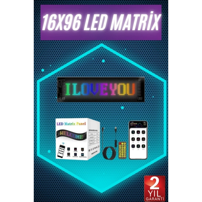 Digital Araba Yazısı Ekran Matrix En Büyük Boy 16x96 Matrix Led Panel
