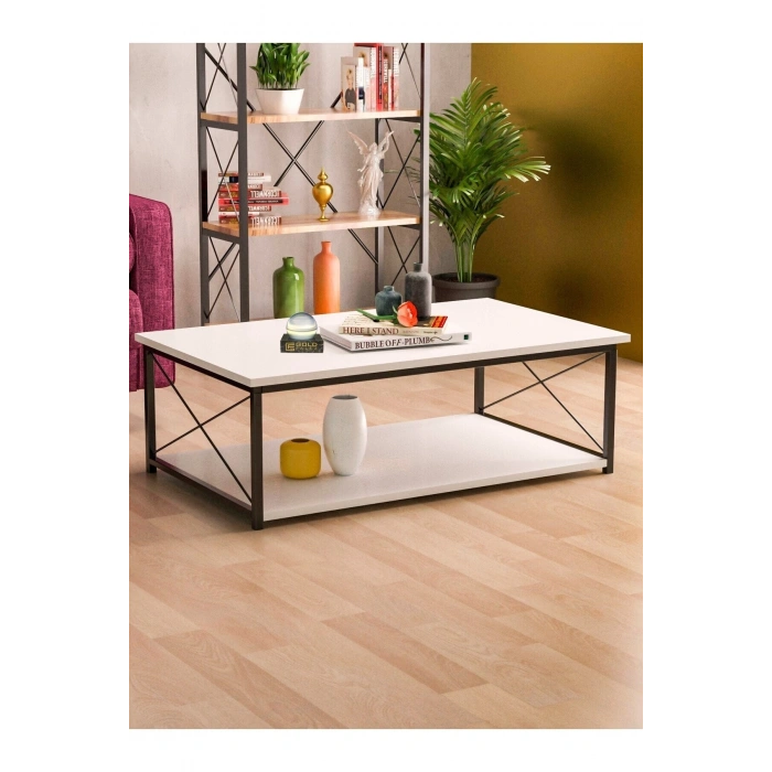 Double Orta Sehpa Beyaz 90x50 cm