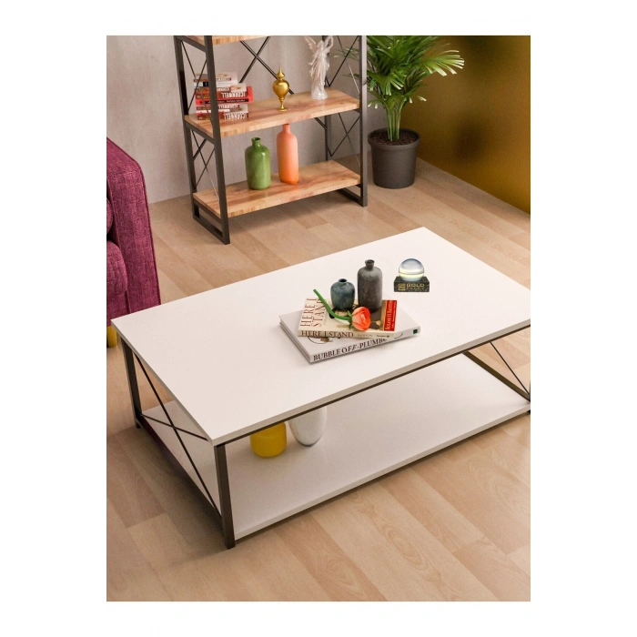 Double Orta Sehpa Beyaz 90x50 cm