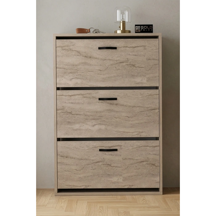 Düşer Kapaklı Ayakkabılık Ekru 74 cm