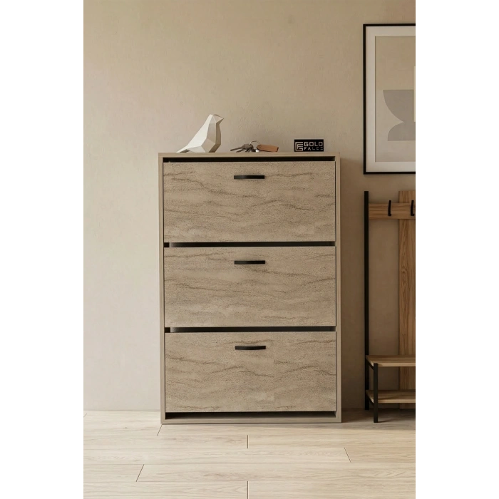 Düşer Kapaklı Ayakkabılık Ekru 74 cm