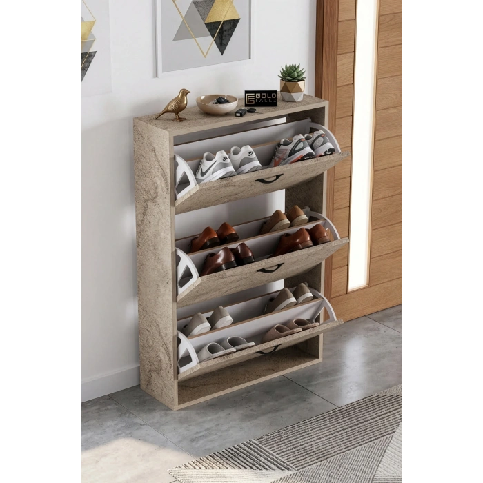 Düşer Kapaklı Ayakkabılık Ekru 74 cm