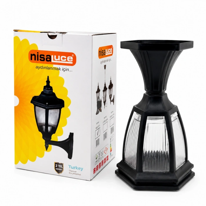 E27 60W IP44 Siyah Set Üstü Bahçe-Balkon Sokak Lambası