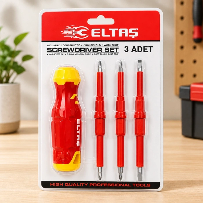 Elektrikli Tornavida Seti – Çift Taraflı Uçlu 3mm/5mm/6mm Ergonomik Sap