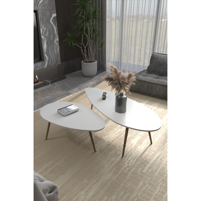 Elips Orta Sehpa Seti Suntalam Beyaz 116x46